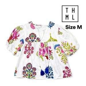 THML Gentry Floral Tassel Tie Top Size S 100% Cotton